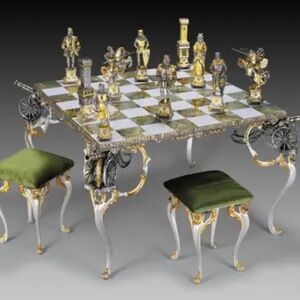 Vanity Style Medieval Chess Set with Table